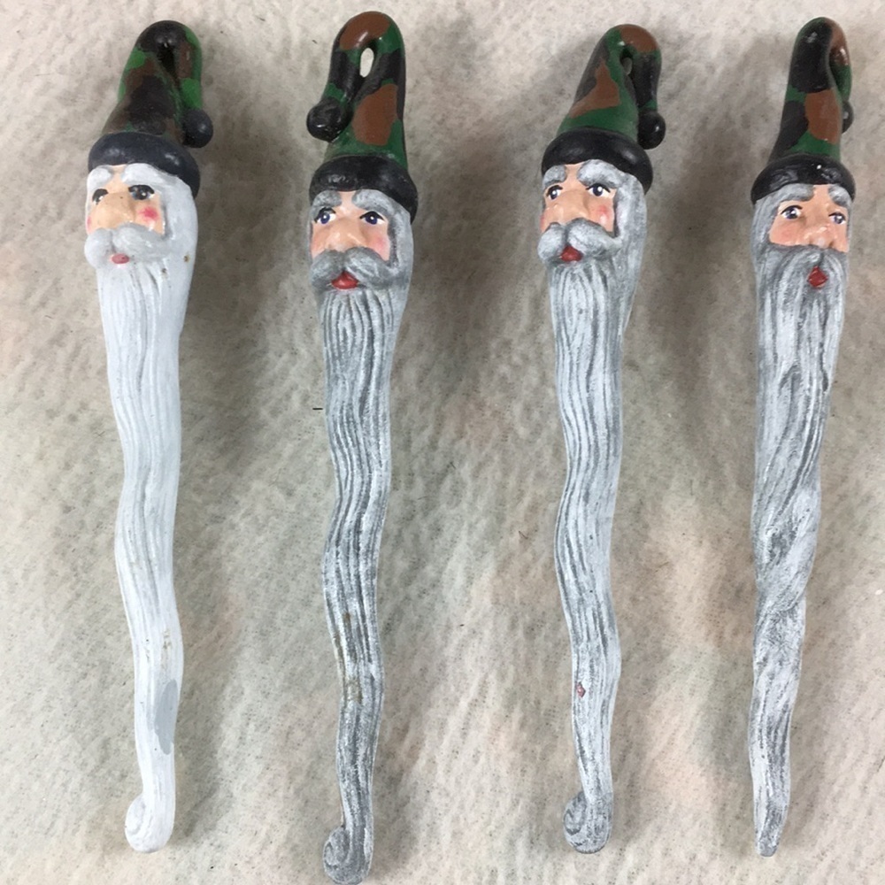 Set of 4 Santa Icicle Christmas Ornaments (AP)